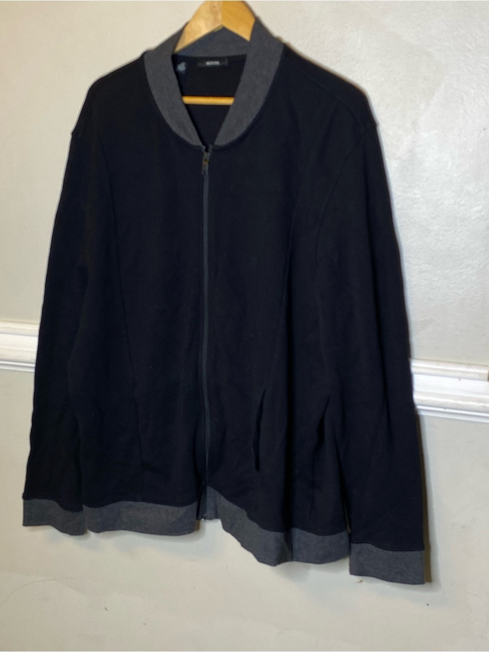 Alfani Black Bomber Jacket with Gray Trim